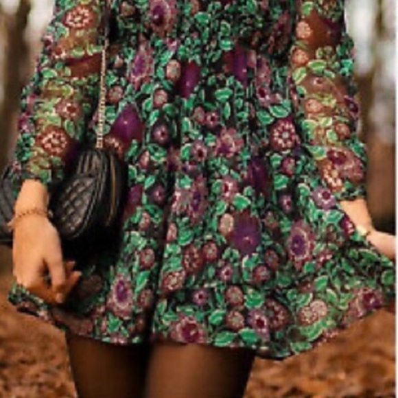 ZARA FLORAL LONG SLEEVE DRESS - Picture 16 of 16